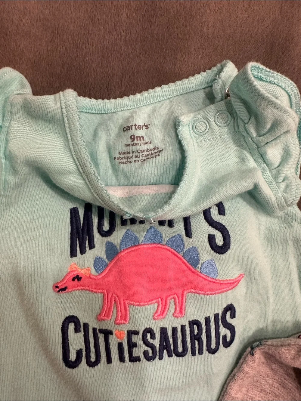Carter's Teal Bodysuit with Gray Dino Print Leggings